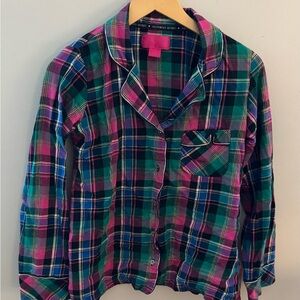 Victoria's Secret Pink and Green Plaid Pajama Top
